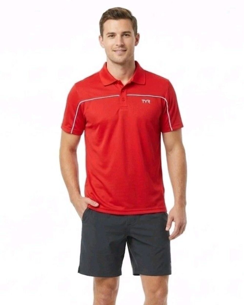 TYR Male Alliance Tech Polo Red Logo Wicking TFPOC6A Men's Size XL Athletic Fit
